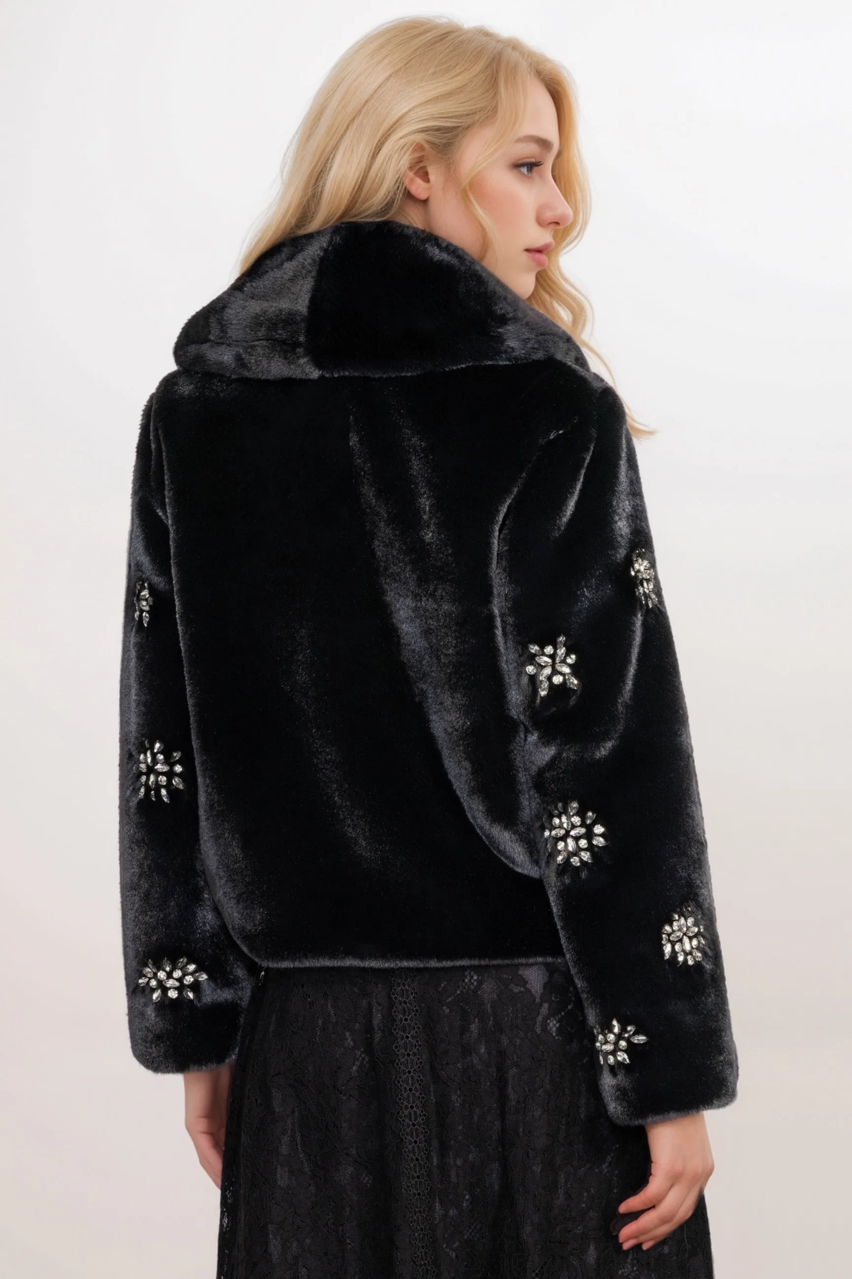 Johnny Was Jade Black Angella Faux Fur Jacket L49324-O