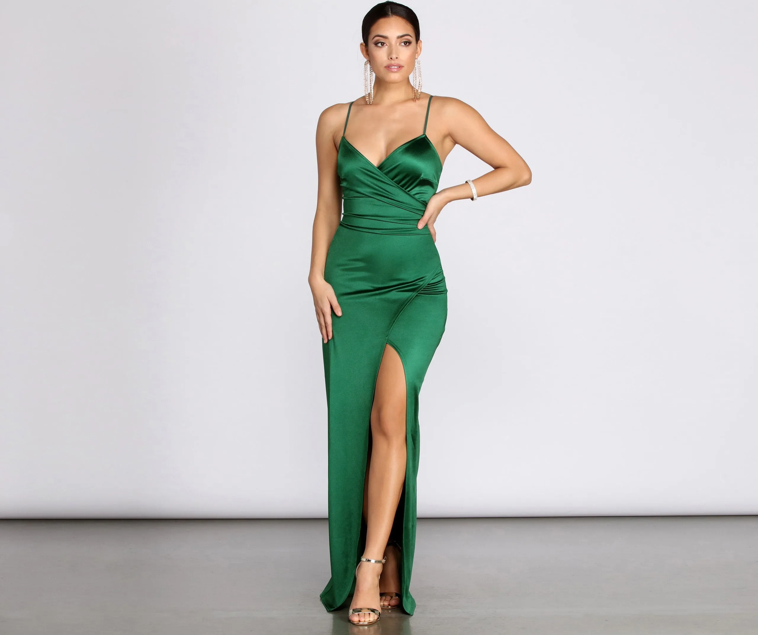 Jolina Wrap Stylish Skirt Satin Dress