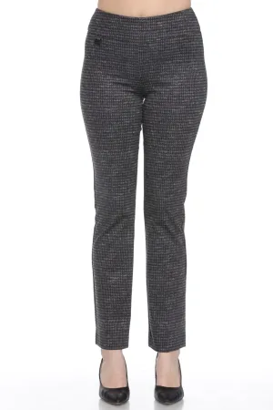 Joseph Ribkoff Black/Grey Houndstooth Pull On Slim Ankle Pants 243048