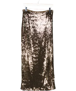 Karen Millen Brown Split Back Sequin Midi Skirt UK 8