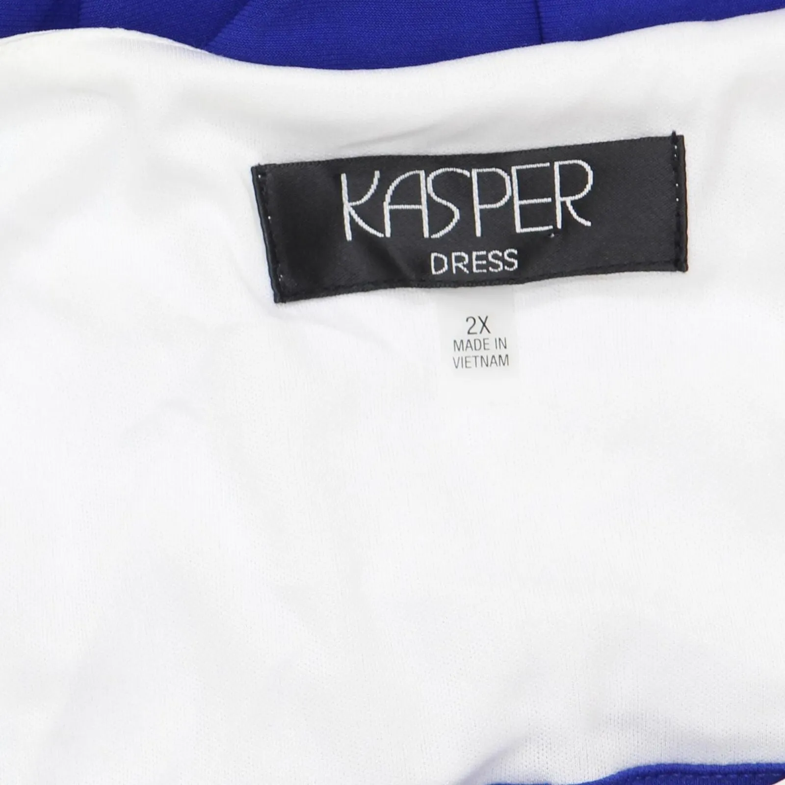 Kasper Womens Plus Size Ginger Colorblocked Midi Shift Dress Royal / White 2X
