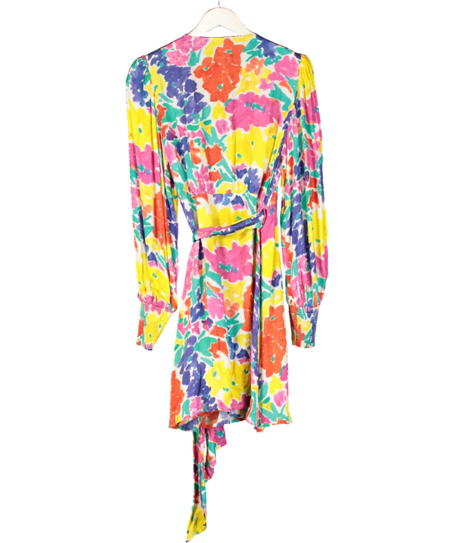 Kitri Multicoloured Lise Printed Jacquard Mini Wrap Dress UK 14