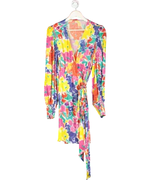 Kitri Multicoloured Lise Printed Jacquard Mini Wrap Dress UK 14