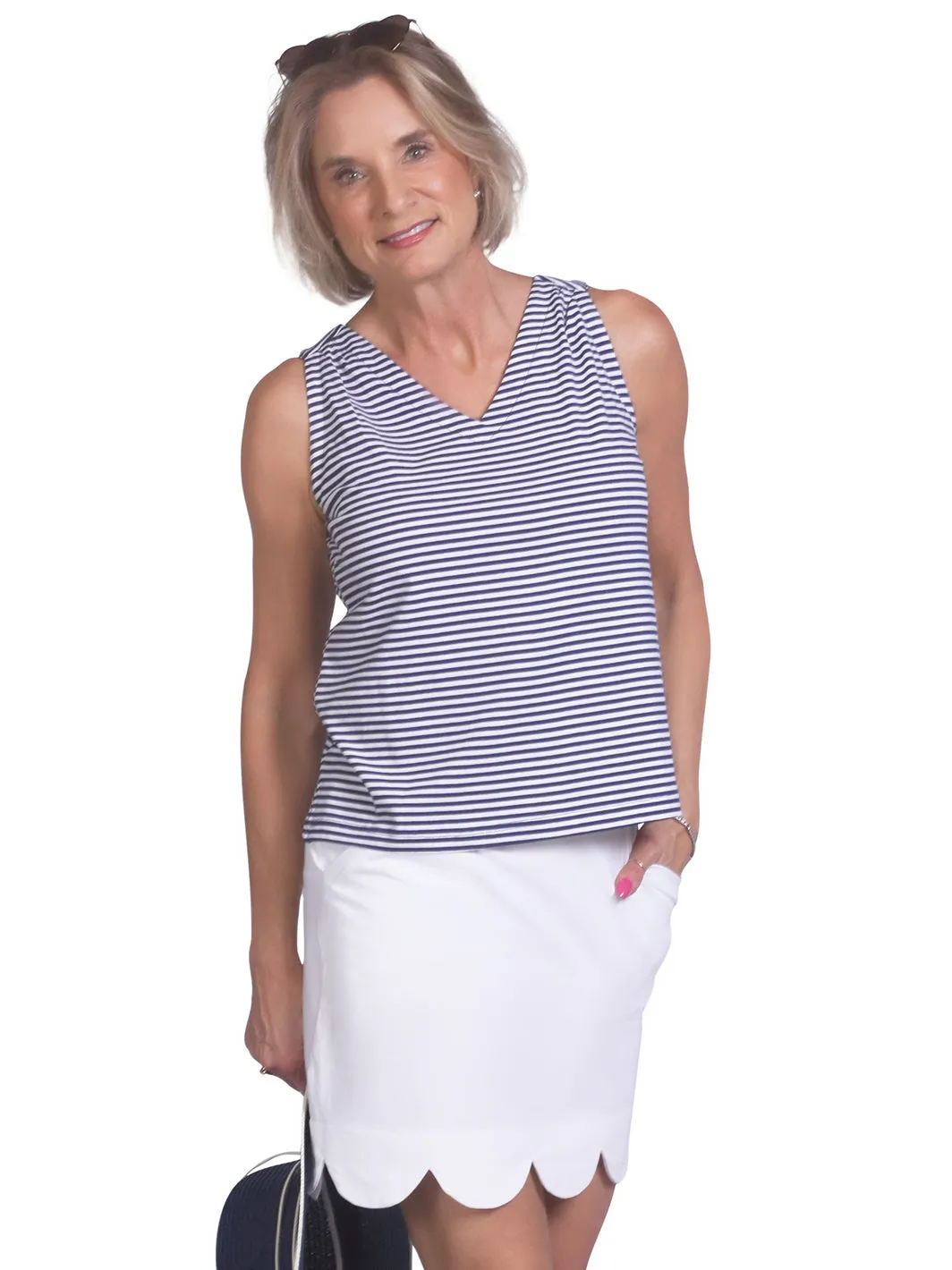 Kitty Tank Top Navy Stripe