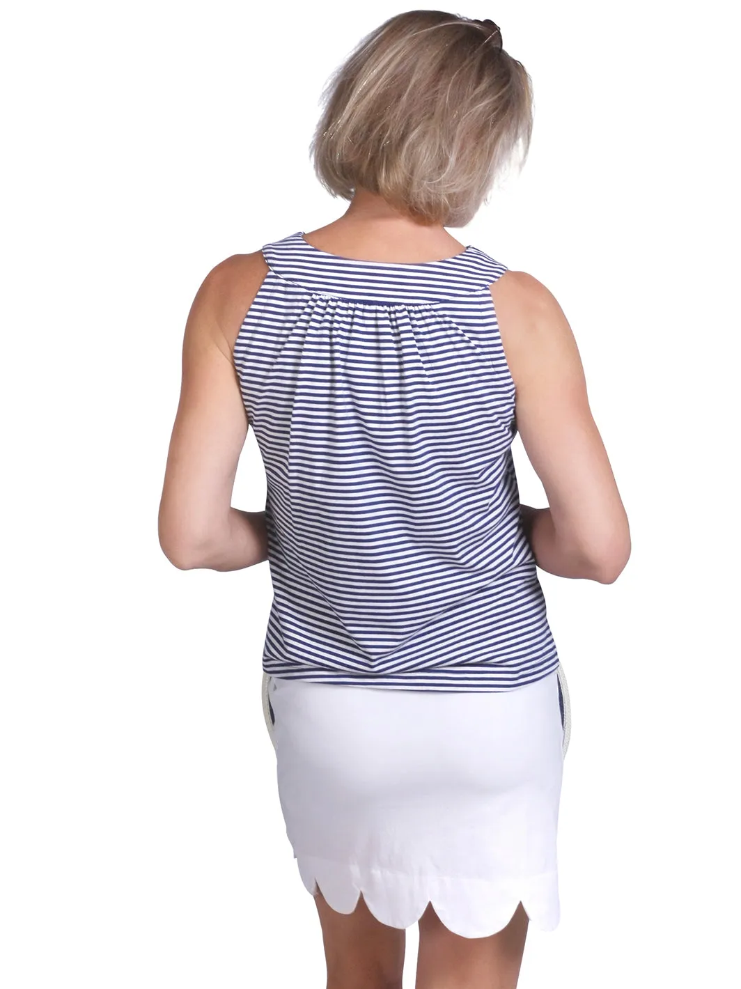 Kitty Tank Top Navy Stripe