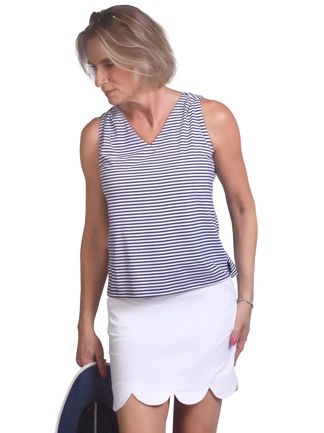 Kitty Tank Top Navy Stripe