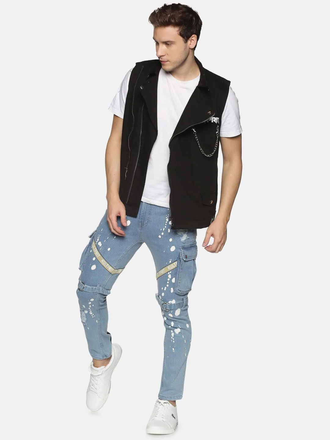 Kultprit double zipper sleeveless jacket