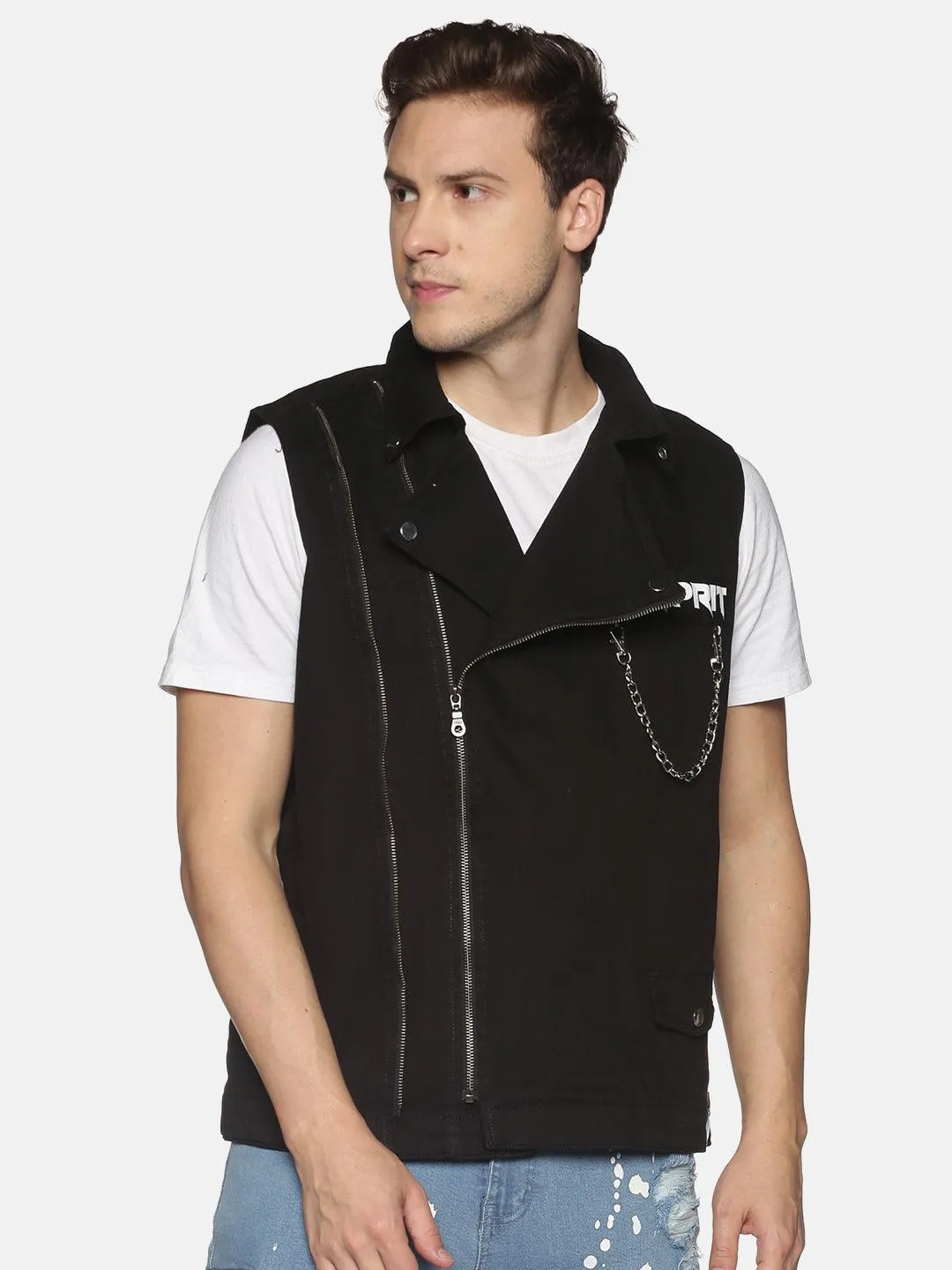 Kultprit double zipper sleeveless jacket