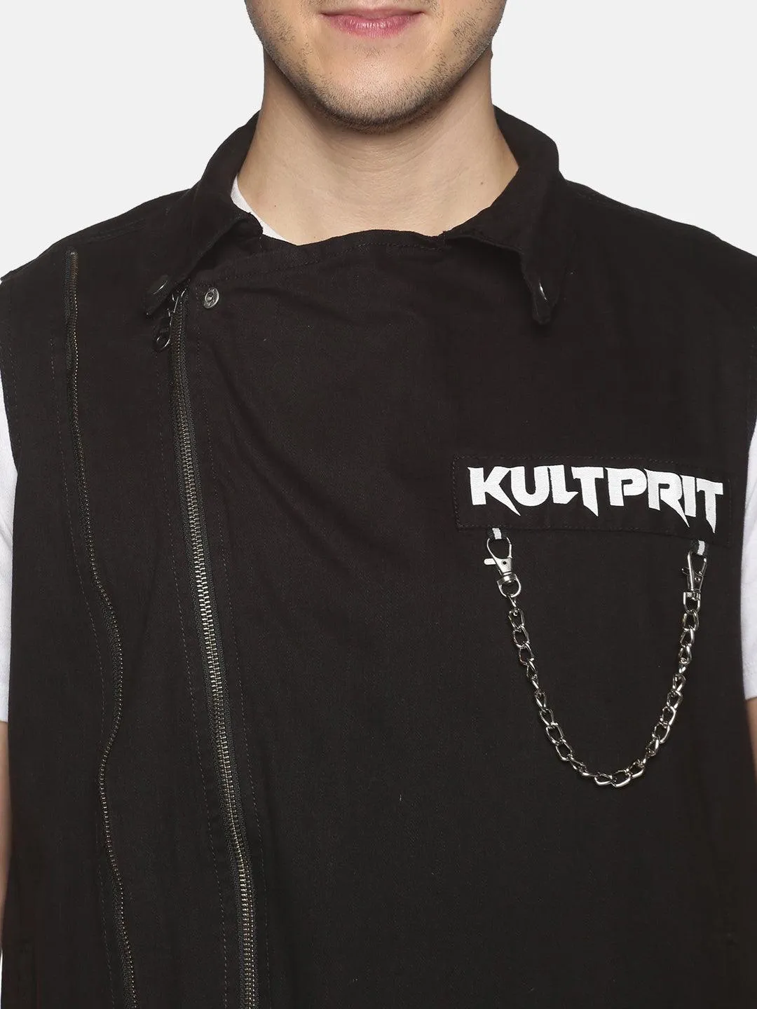 Kultprit double zipper sleeveless jacket