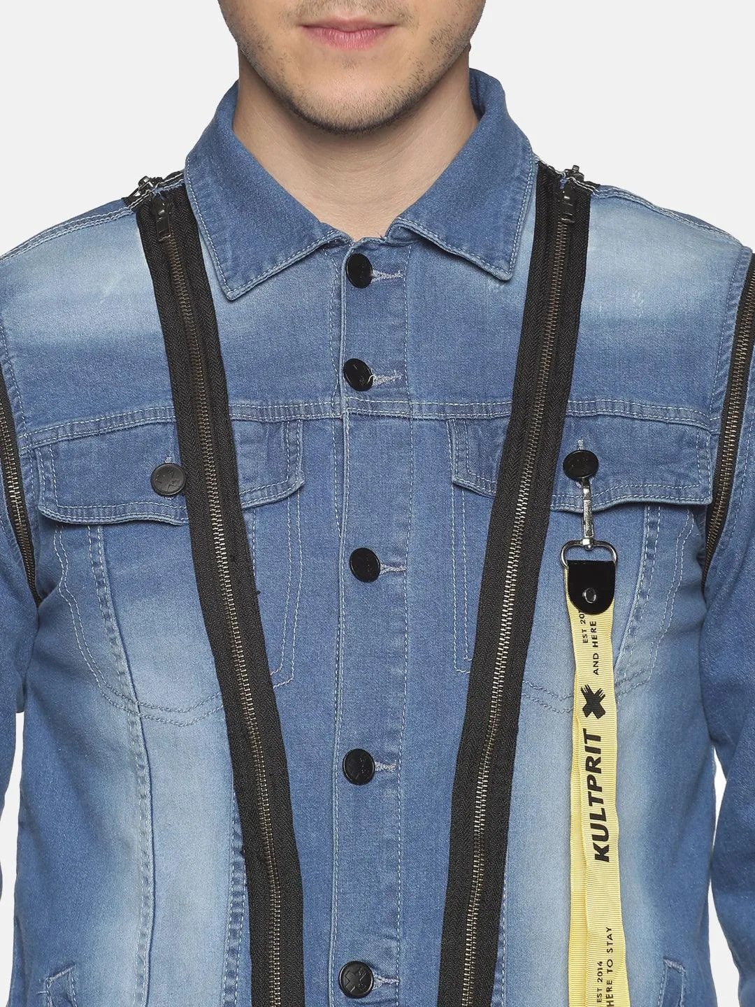 Kultprit Front back full zipper sleeveless jacket