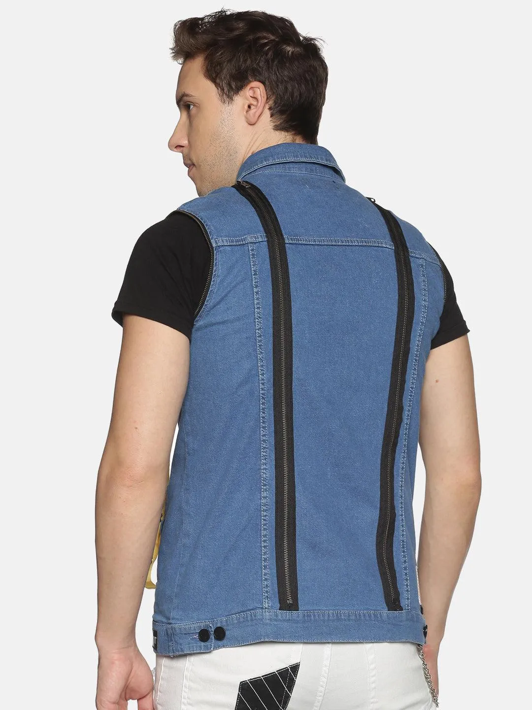 Kultprit Front back full zipper sleeveless jacket