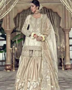 Latest Rich golden and ivory touch bridal wear 2019 # B1960