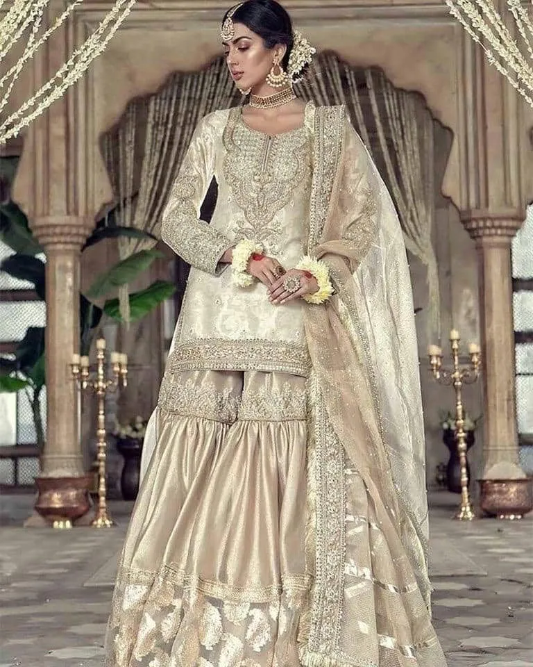 Latest Rich golden and ivory touch bridal wear 2019 # B1960