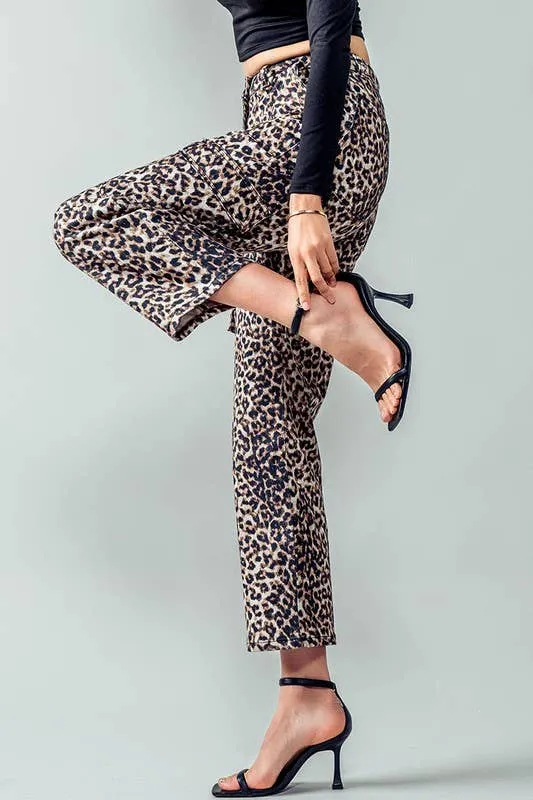 Leopard Cropped Cargo Pants