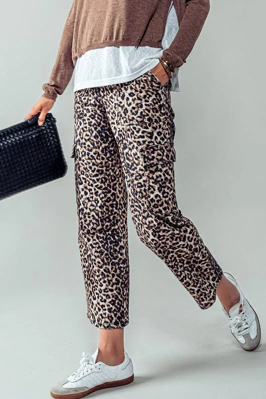 Leopard Cropped Cargo Pants
