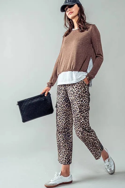 Leopard Cropped Cargo Pants
