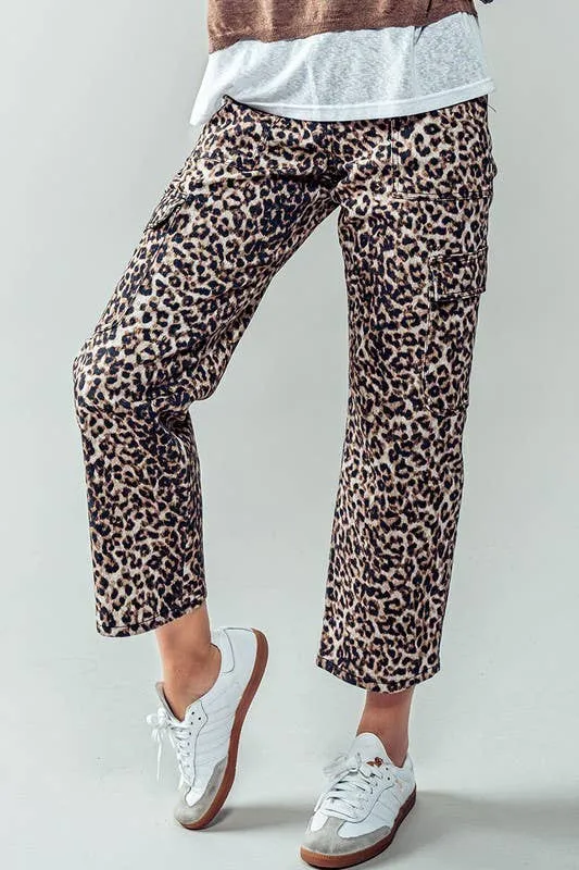 Leopard Cropped Cargo Pants