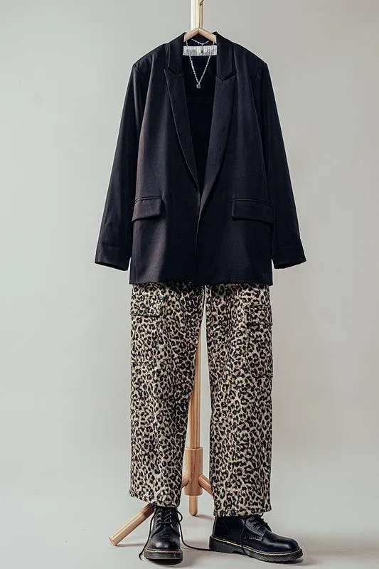 Leopard Cropped Cargo Pants