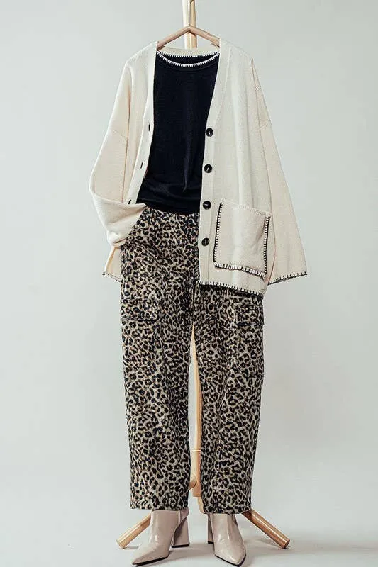 Leopard Cropped Cargo Pants