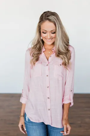 Let Me Adore You Button Down Top- Pink