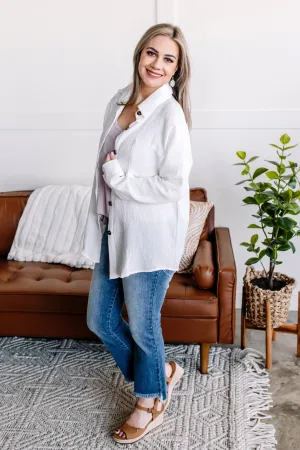 Light Of My Life Button Down Top In White