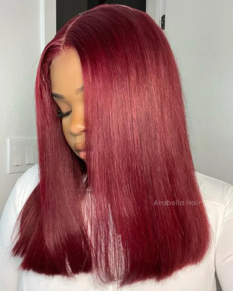 【Limited Design】Burgundy Red 99J Color Straight Glueless 6x5 Pre-Cut Lace Human Hair Wig