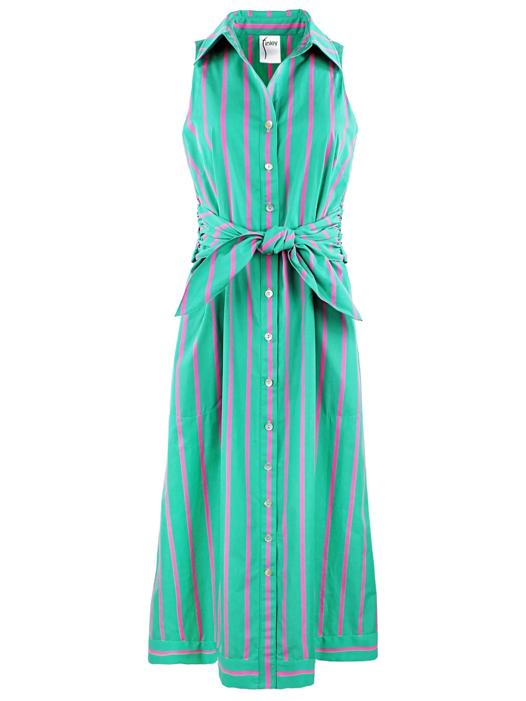 Long Ellis Sleeveless Tie-Front Maxi Dress, Palm Beach Stripe