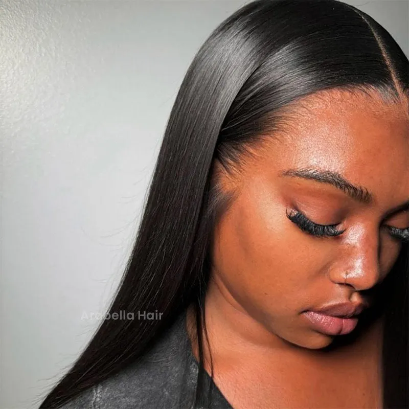 Long Length Body Wave/Straight Natural Black 13x4 Lace Front Human Hair Wigs