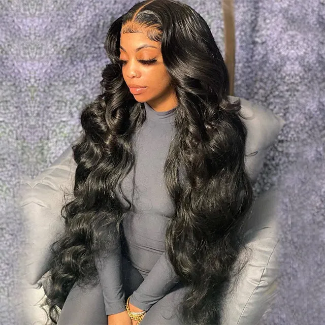 Long Length Body Wave/Straight Natural Black 13x4 Lace Front Human Hair Wigs