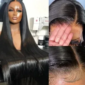 Long Length Body Wave/Straight Natural Black 13x4 Lace Front Human Hair Wigs