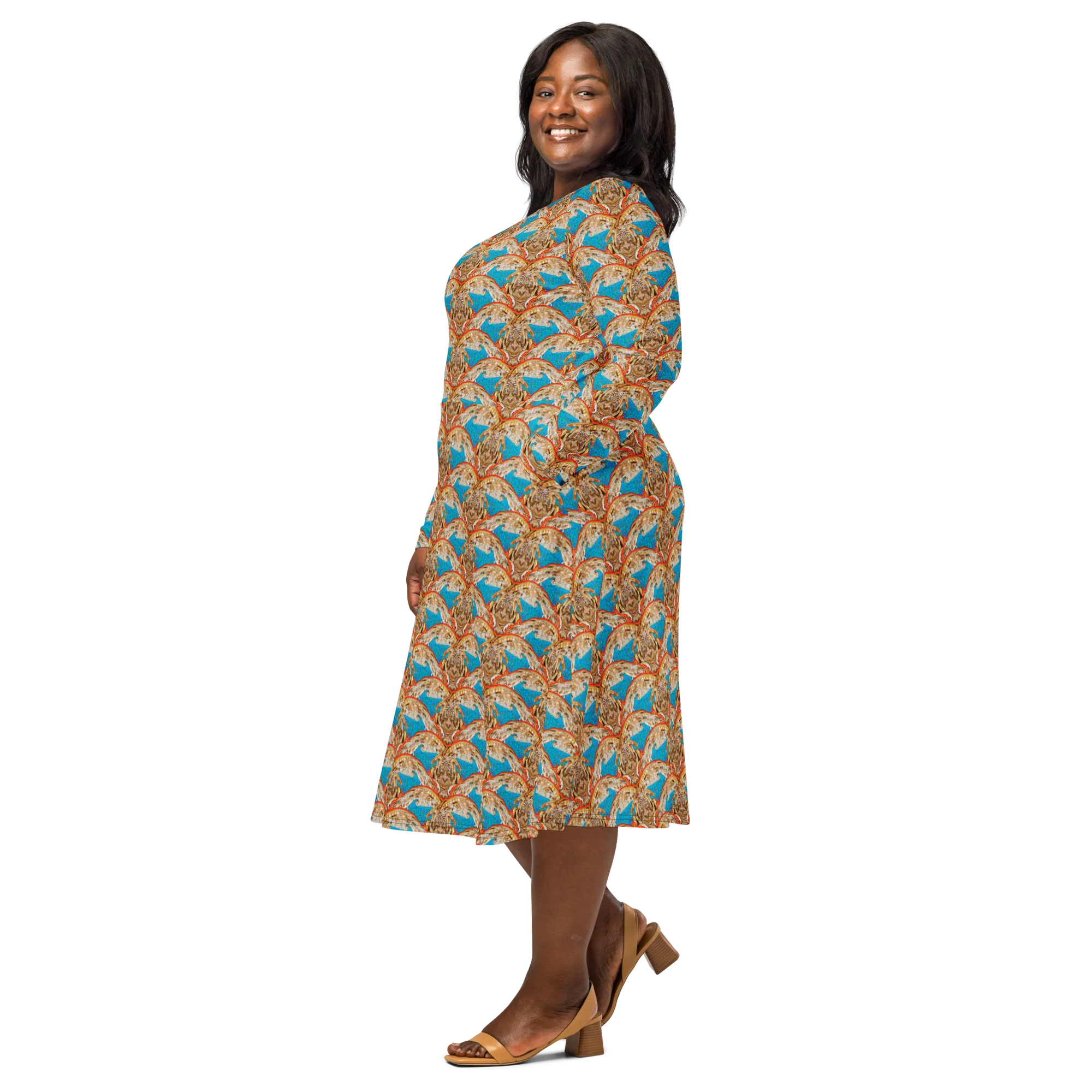 Long Sleeve Midi Dress (Her/Muliebris)(Rind#12 Ouroboros Butterfly Blue Logo) RJSTHS2022 RJS