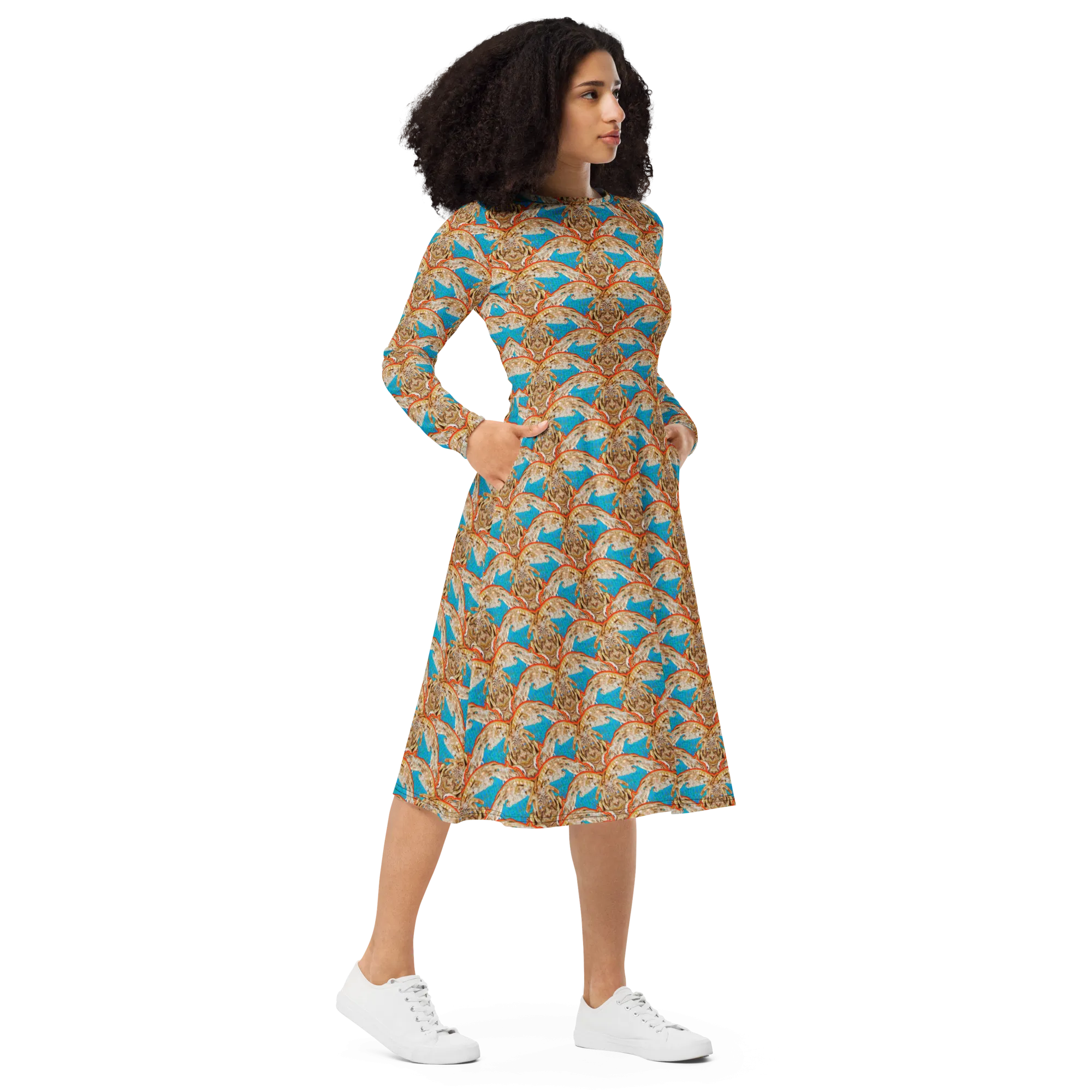 Long Sleeve Midi Dress (Her/Muliebris)(Rind#12 Ouroboros Butterfly Blue Logo) RJSTHS2022 RJS