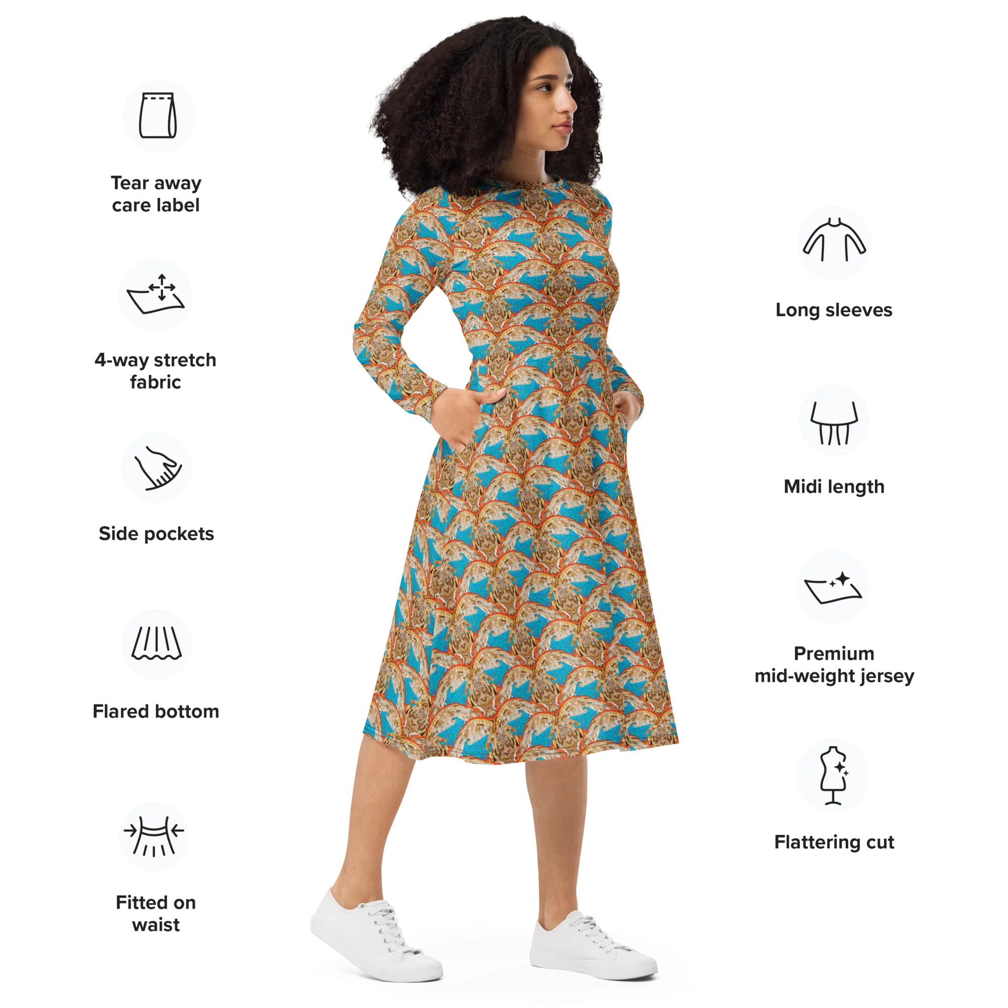 Long Sleeve Midi Dress (Her/Muliebris)(Rind#12 Ouroboros Butterfly Blue Logo) RJSTHS2022 RJS