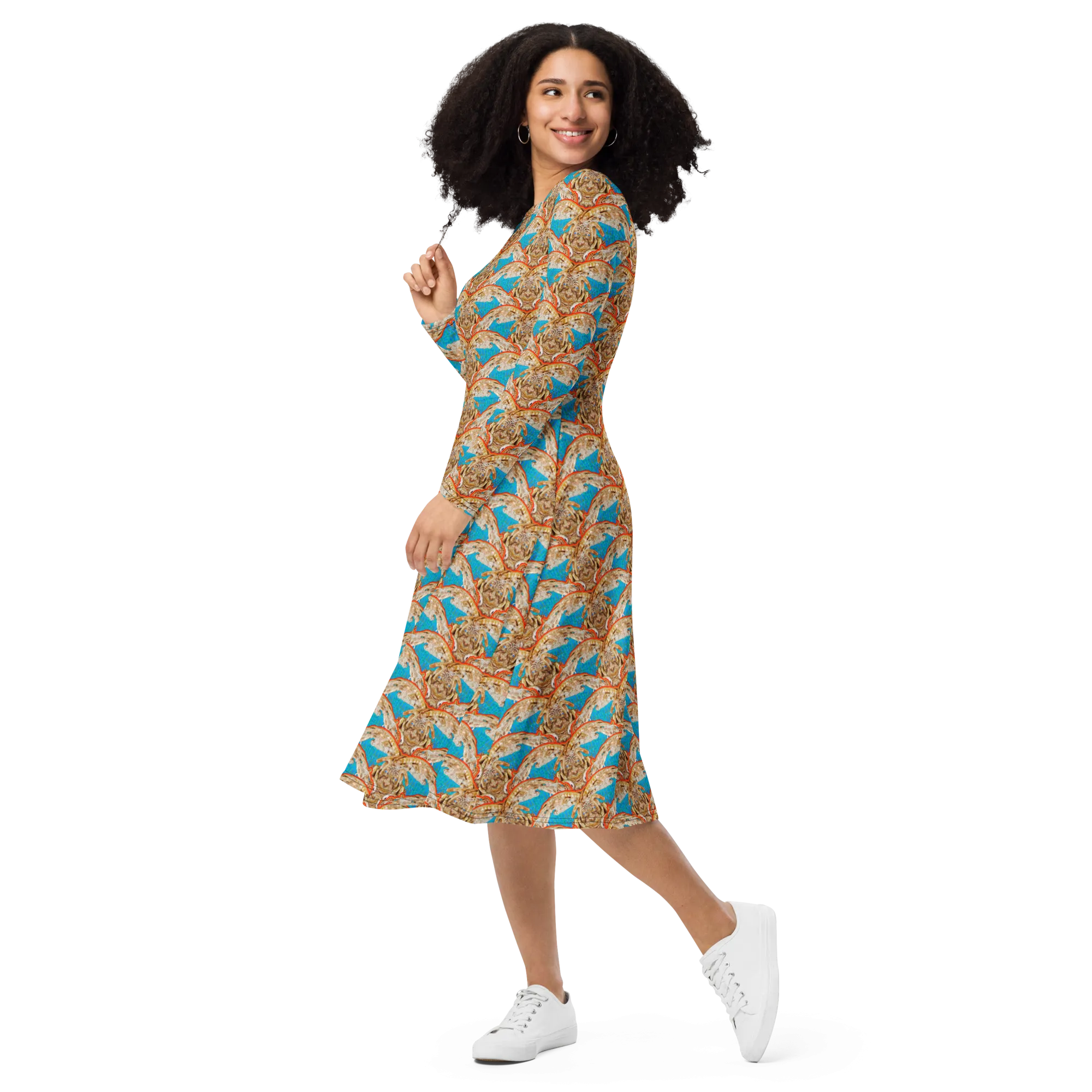 Long Sleeve Midi Dress (Her/Muliebris)(Rind#12 Ouroboros Butterfly Blue Logo) RJSTHS2022 RJS