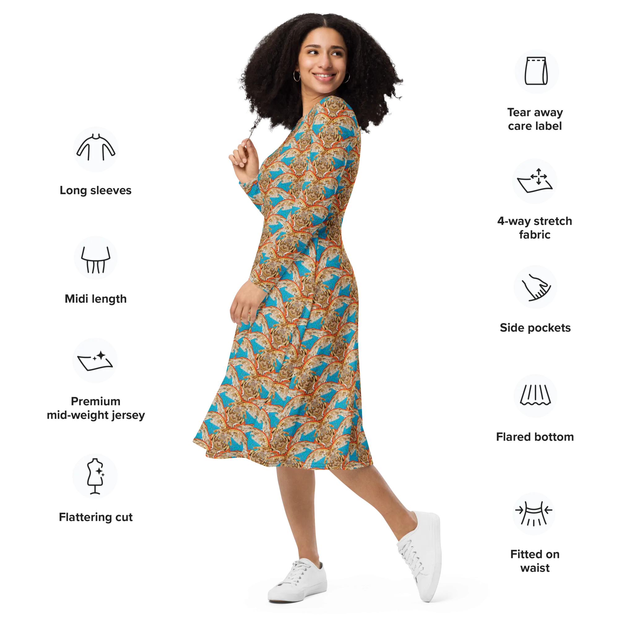 Long Sleeve Midi Dress (Her/Muliebris)(Rind#12 Ouroboros Butterfly Blue Logo) RJSTHS2022 RJS