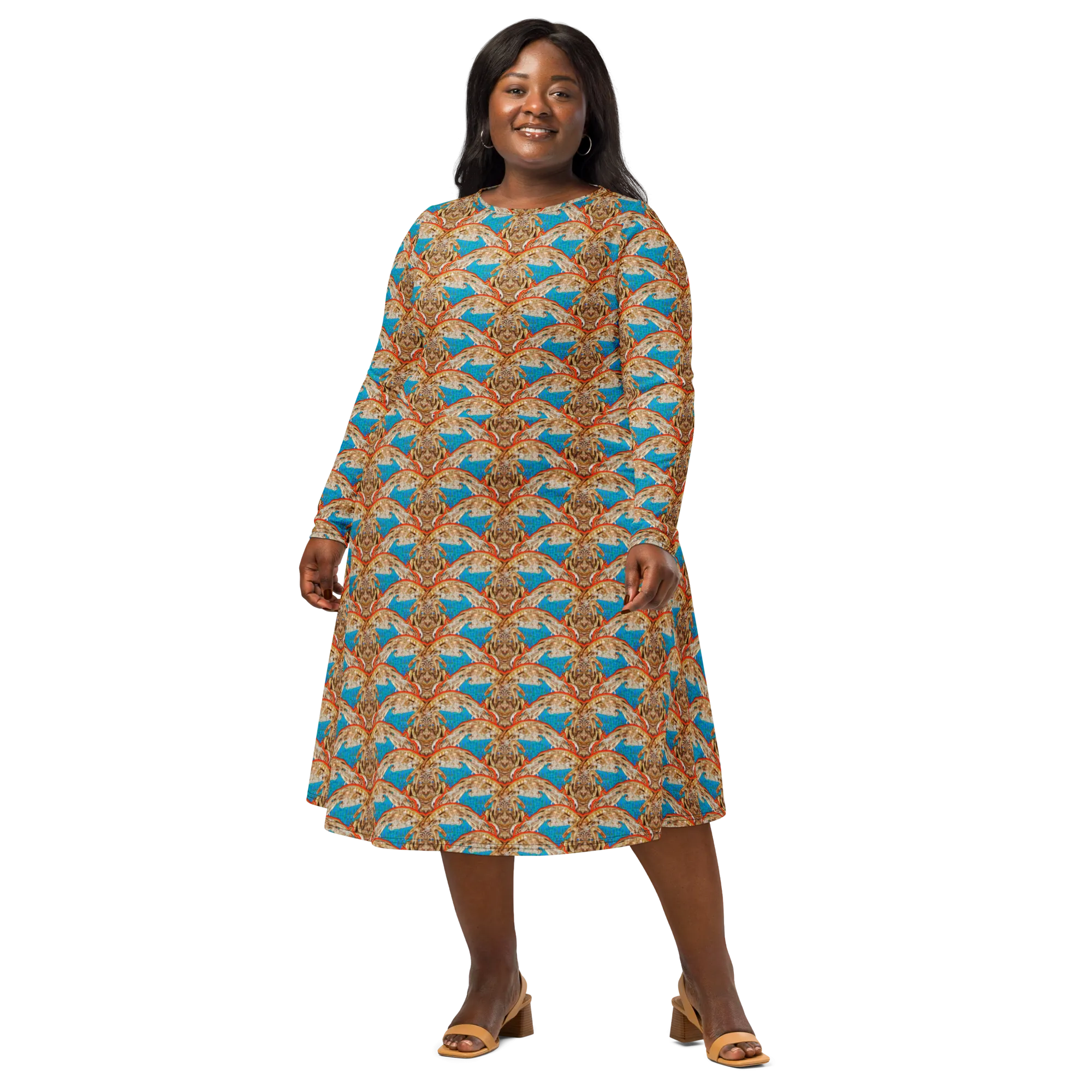 Long Sleeve Midi Dress (Her/Muliebris)(Rind#12 Ouroboros Butterfly Blue Logo) RJSTHS2022 RJS