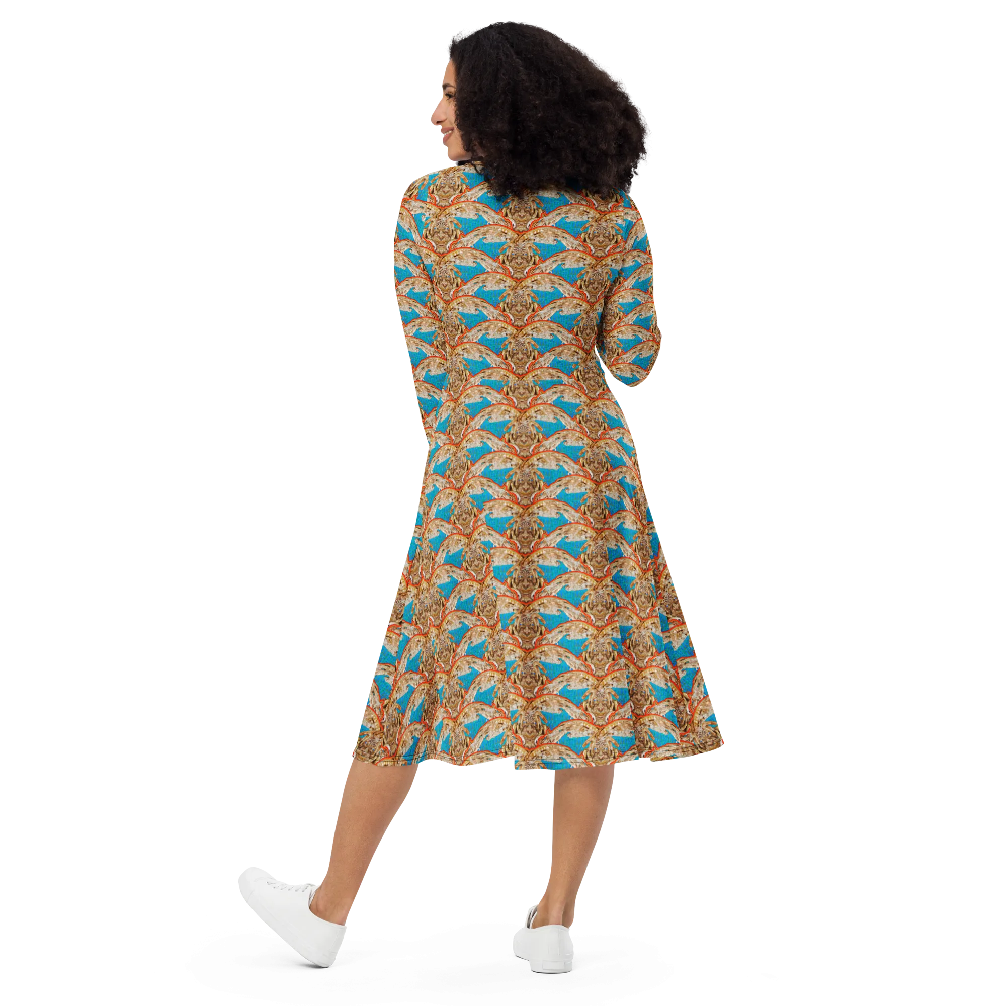 Long Sleeve Midi Dress (Her/Muliebris)(Rind#12 Ouroboros Butterfly Blue Logo) RJSTHS2022 RJS