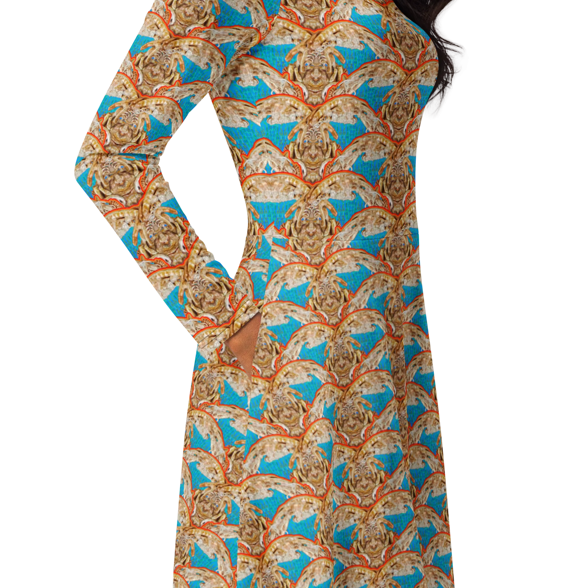 Long Sleeve Midi Dress (Her/Muliebris)(Rind#12 Ouroboros Butterfly Blue Logo) RJSTHS2022 RJS