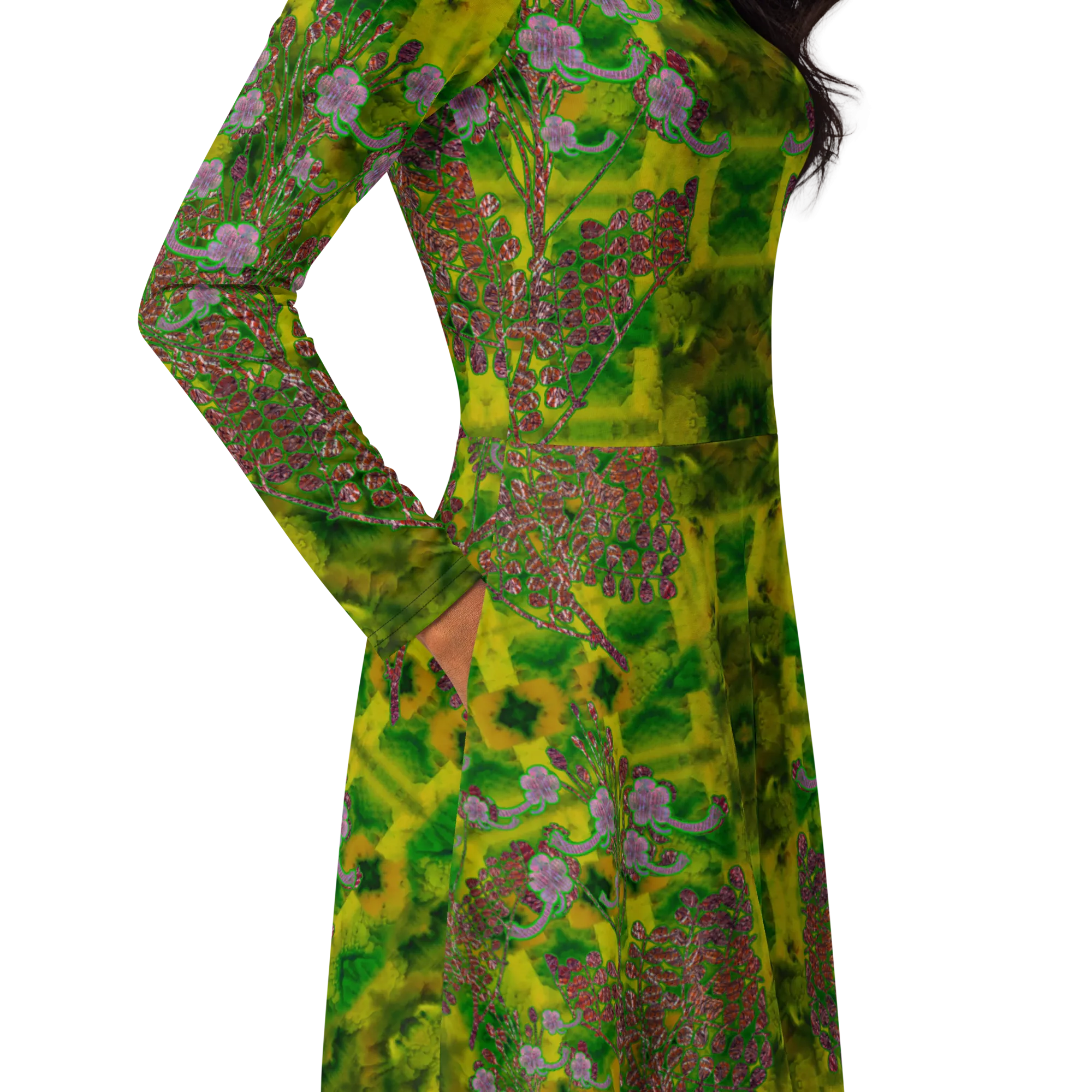 Long Sleeve Midi Dress (Her/Muliebris)(WindSong Flower) RJSTH@Fabric#5 RJSTHS2022 RJS