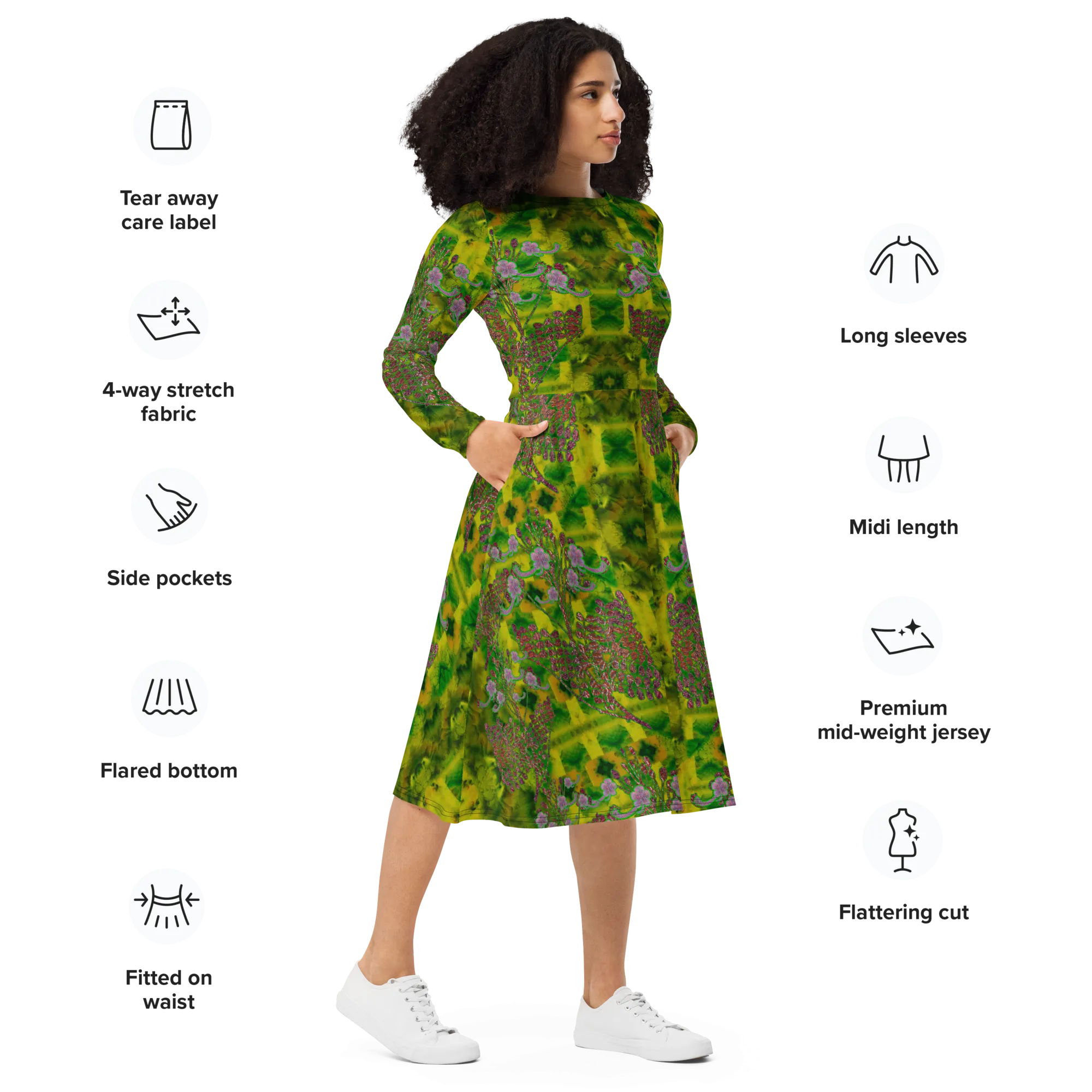 Long Sleeve Midi Dress (Her/Muliebris)(WindSong Flower) RJSTH@Fabric#5 RJSTHS2022 RJS