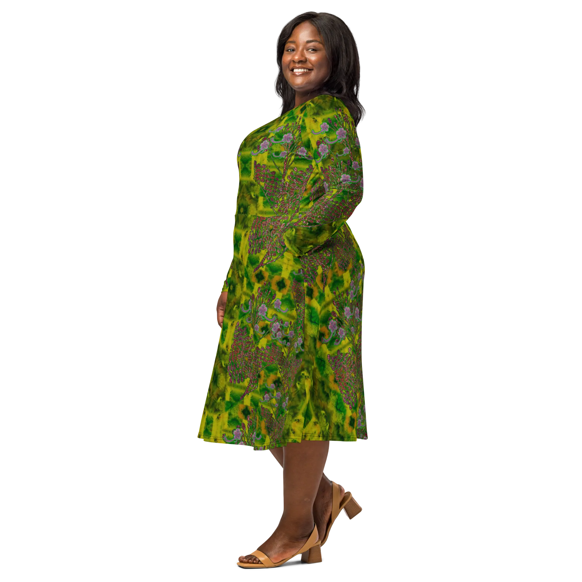 Long Sleeve Midi Dress (Her/Muliebris)(WindSong Flower) RJSTH@Fabric#5 RJSTHS2022 RJS