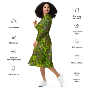 Long Sleeve Midi Dress (Her/Muliebris)(WindSong Flower) RJSTH@Fabric#5 RJSTHS2022 RJS