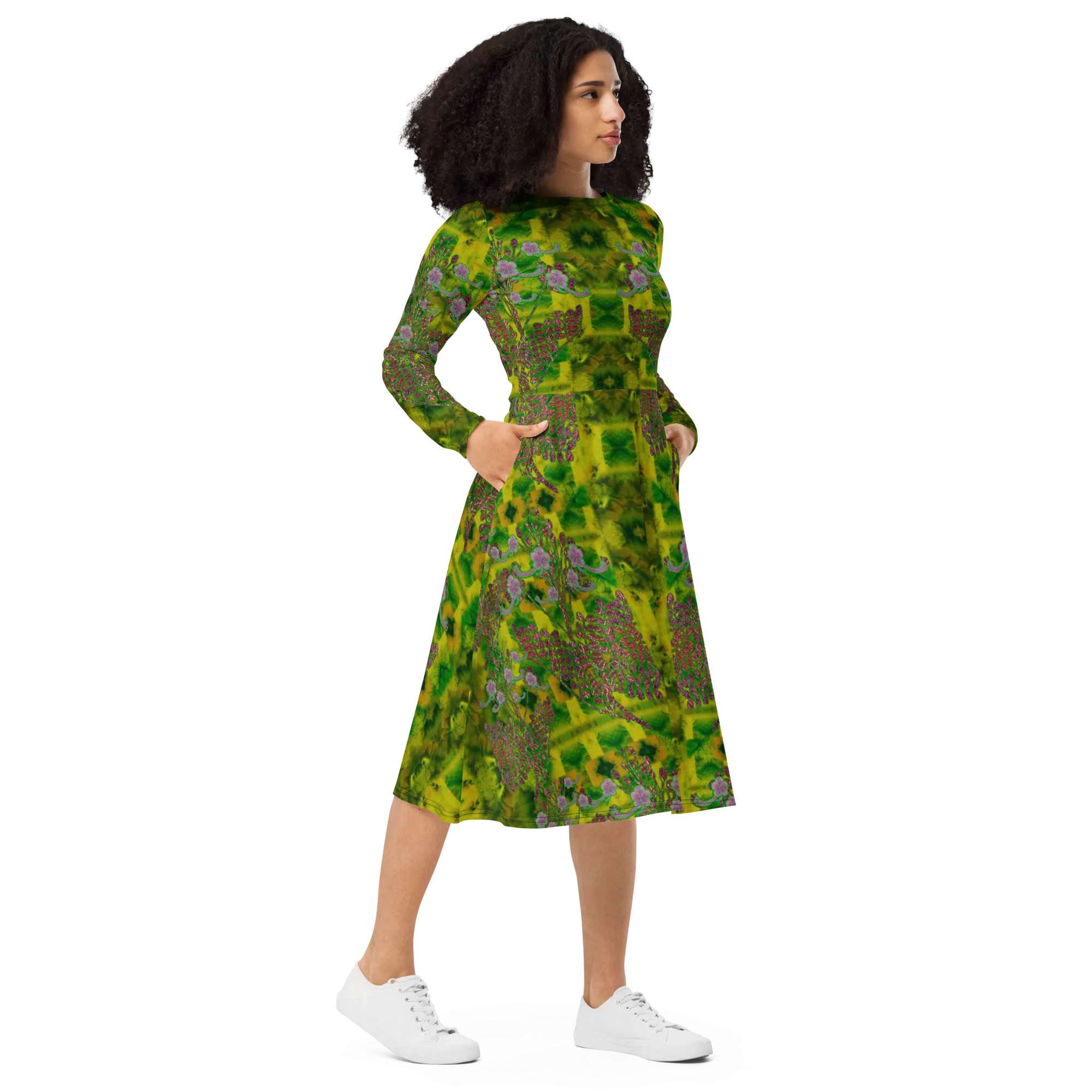 Long Sleeve Midi Dress (Her/Muliebris)(WindSong Flower) RJSTH@Fabric#5 RJSTHS2022 RJS