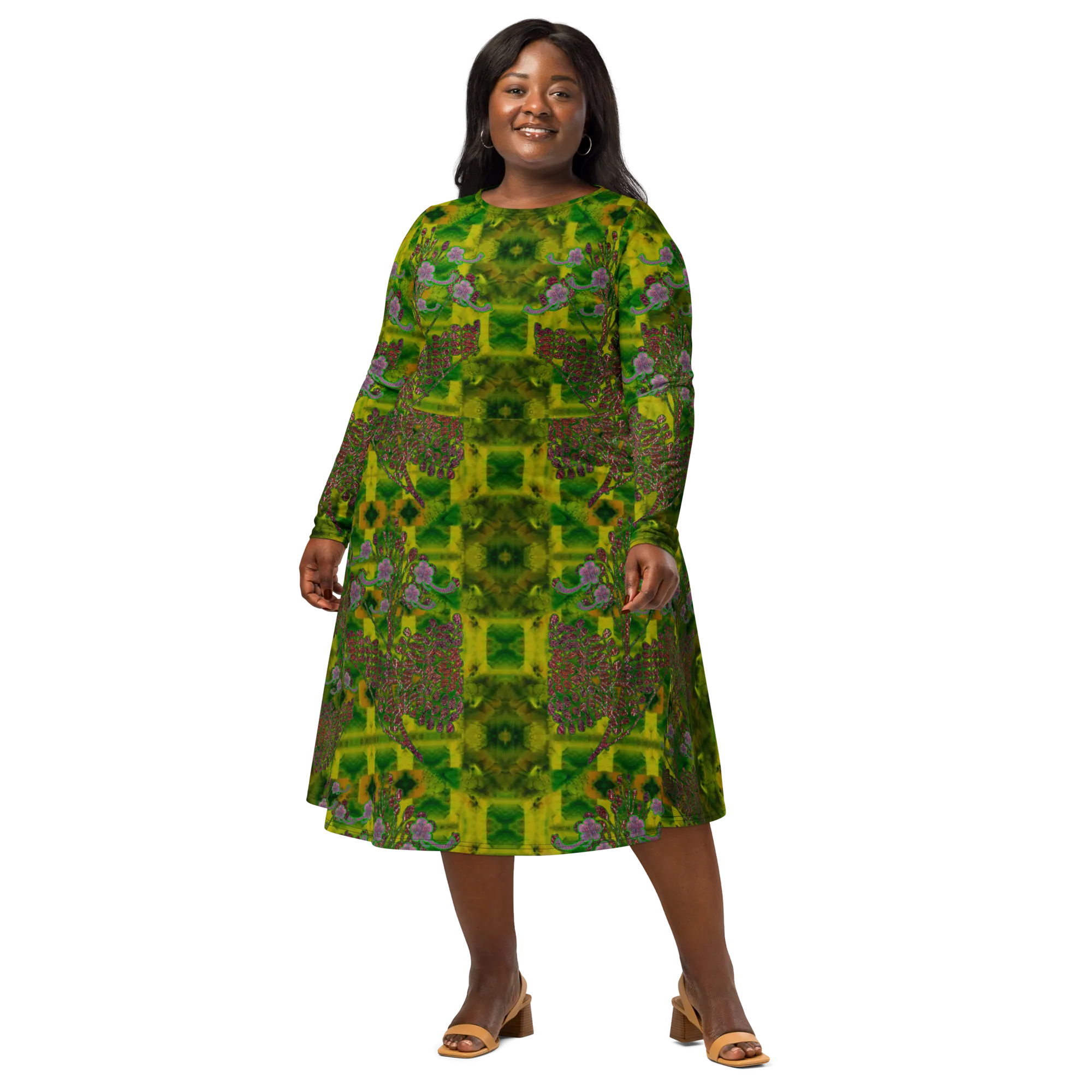 Long Sleeve Midi Dress (Her/Muliebris)(WindSong Flower) RJSTH@Fabric#5 RJSTHS2022 RJS