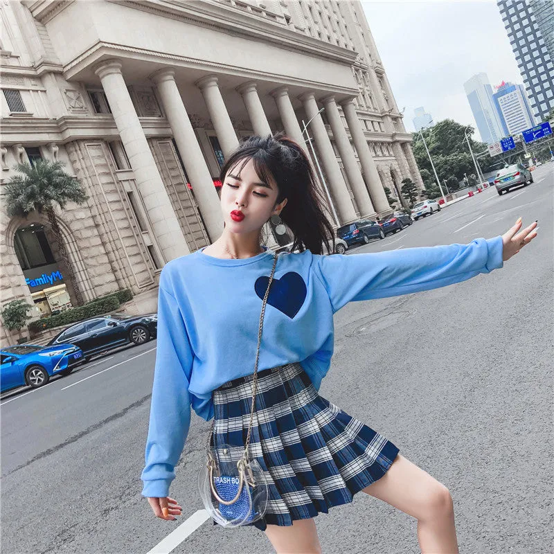Love top   plaid skirt KF90124