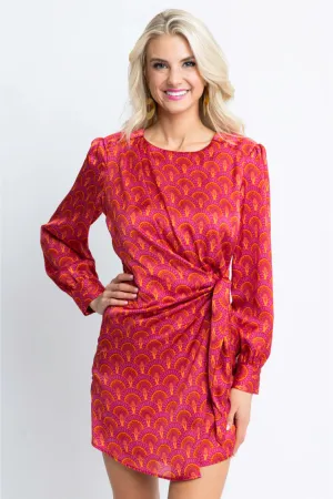 L/S Satin Wrap Dress
