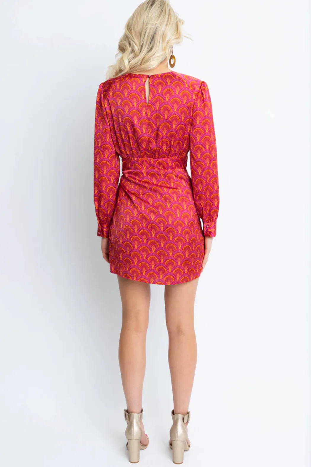 L/S Satin Wrap Dress