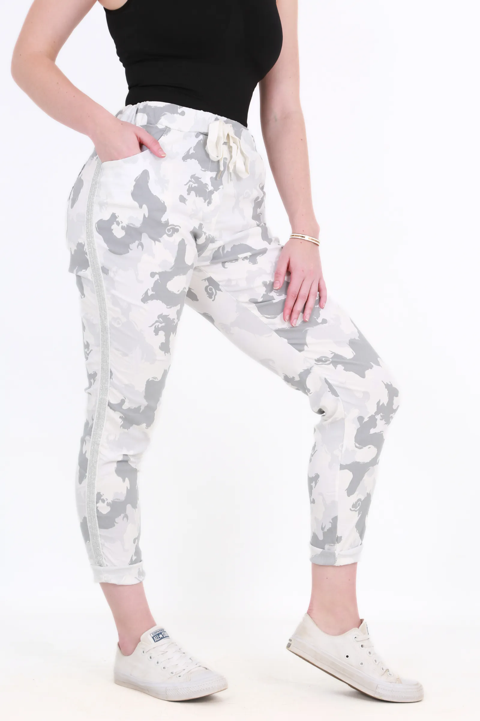 Made in Italy Magic Pants- Light grey marble