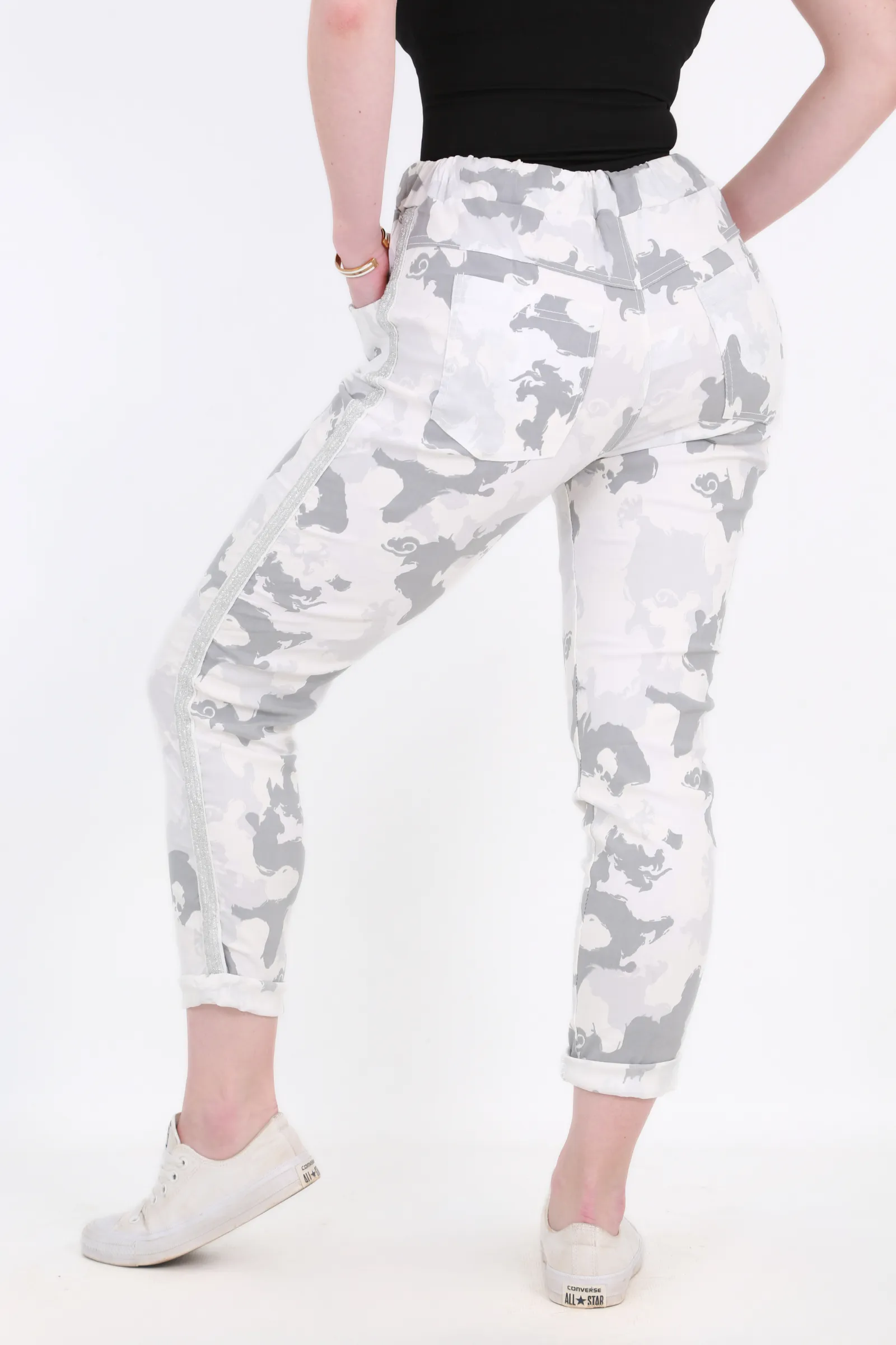 Made in Italy Magic Pants- Light grey marble