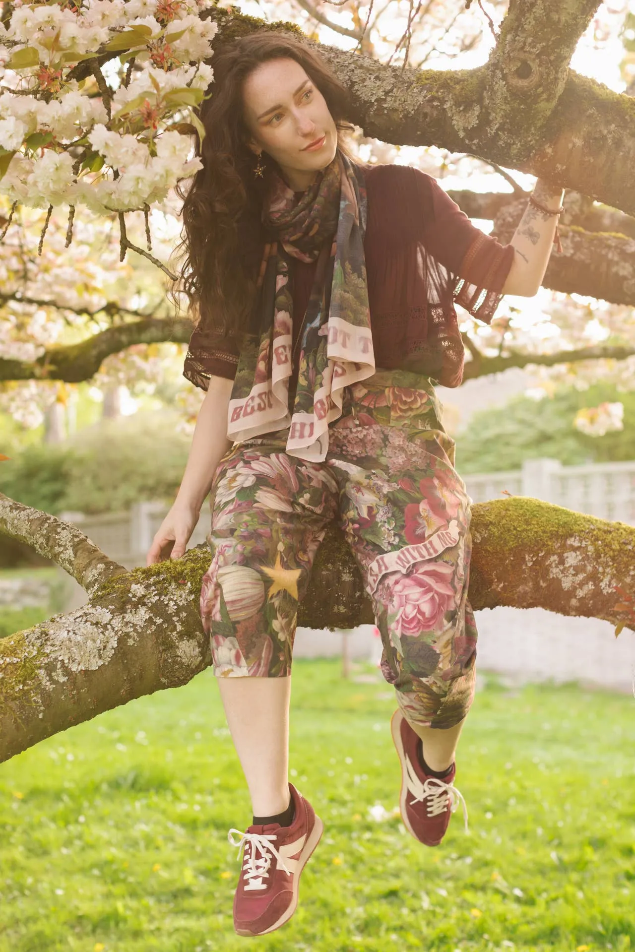 Make A Wish Linen Cropped Artist Pant w/ Wishbone, Dandelion